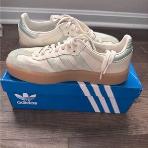 Adidas Women's White and Mint Sneakers